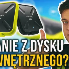 Dysk zewnętrzny ADATA SSD i pytanie: czy na dysku zewnętrznym można instalować gry? Młody mężczyzna z niebieskimi oczami.