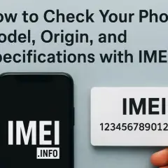 Dowiedz się, jak sprawdzić parametry telefonu, model i pochodzenie za pomocą numeru IMEI. Na zdjęciu telefon, słuchawki i karta z numerem IMEI.