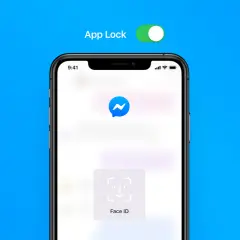 Jak ustawić Face ID na Messengerze? Ikona Face ID na ekranie telefonu, symbolizuje zabezpieczenie aplikacji.