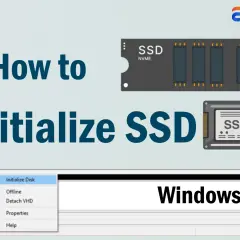 Jak zainicjować dysk SSD w Windows 11. Widok narzędzia Zarządzanie dyskami z opcją inicjalizacji.