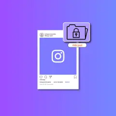 Ikona folderu z kłódką i przycisk "Hide post" symbolizują, jak ukryć przed kimś relacje na IG.