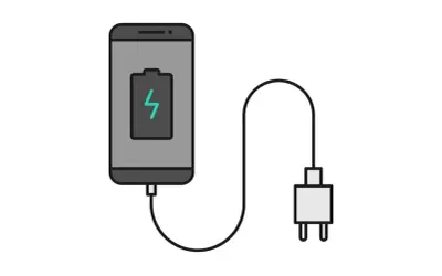 Telefon podłączony do ładowarki. Sprawdz port ładowania USB, bo bateria jest prawie pełna.