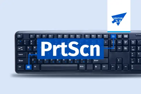 Print screen fragmentu ekranu z klawiaturą i napisem "PrtScn". Logo "SEKTOR 3.0" w prawym górnym rogu.