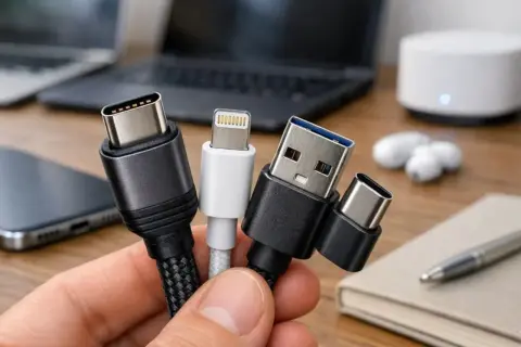 Kable USB-C, Lightning i USB-A. Dowiedz się, jak połączyć telefon z laptopem, używając odpowiedniego kabla.