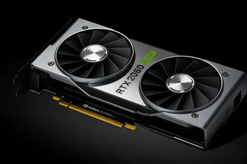 Karta graficzna NVIDIA RTX 2060 Super z dwoma wentylatorami, gotowa do obsługi gier dzięki wydajnemu video ram.