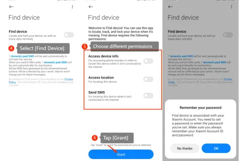 Jak sprawdzić ID konta Xiaomi? Na ekranie "Znajdź urządzenie" wybierz "Znajdź urządzenie", a następnie przyznaj uprawnienia.