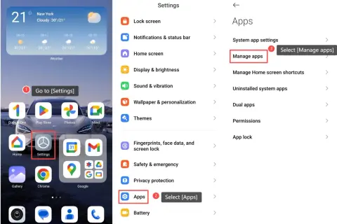 Jak wyłączyć reklamy w Xiaomi: wejdź w Ustawienia > Aplikacje > Zarządzaj aplikacjami.