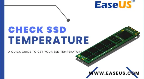 Jak sprawdzić dysk SSD? Grafika przedstawia dysk SSD i tekst "CHECK SSD TEMPERATURE".