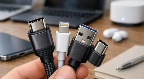Kable USB-C, Lightning i USB-A. Dowiedz się, jak połączyć telefon z laptopem, używając odpowiedniego kabla.