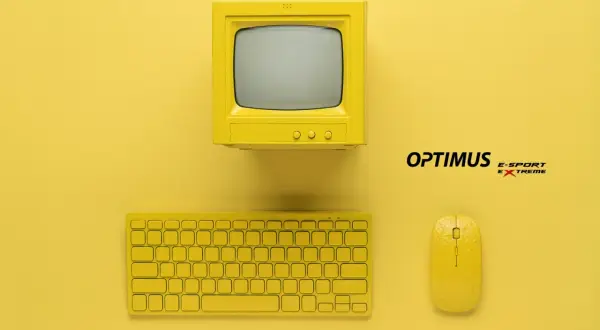Żółty komputer retro, klawiatura i myszka. Dowiedz się, jak sprawdzić, co spowalnia komputer, by cieszyć się płynną pracą.