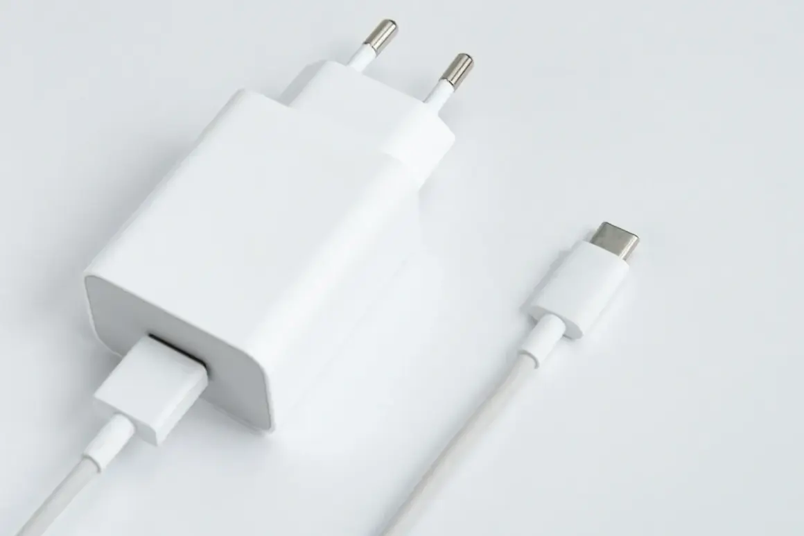 Biała ładowarka sieciowa z kablem USB-C. Dowiedz się, jak obliczyć moc ładowarki, by wybrać najlepszą dla swojego urządzenia.