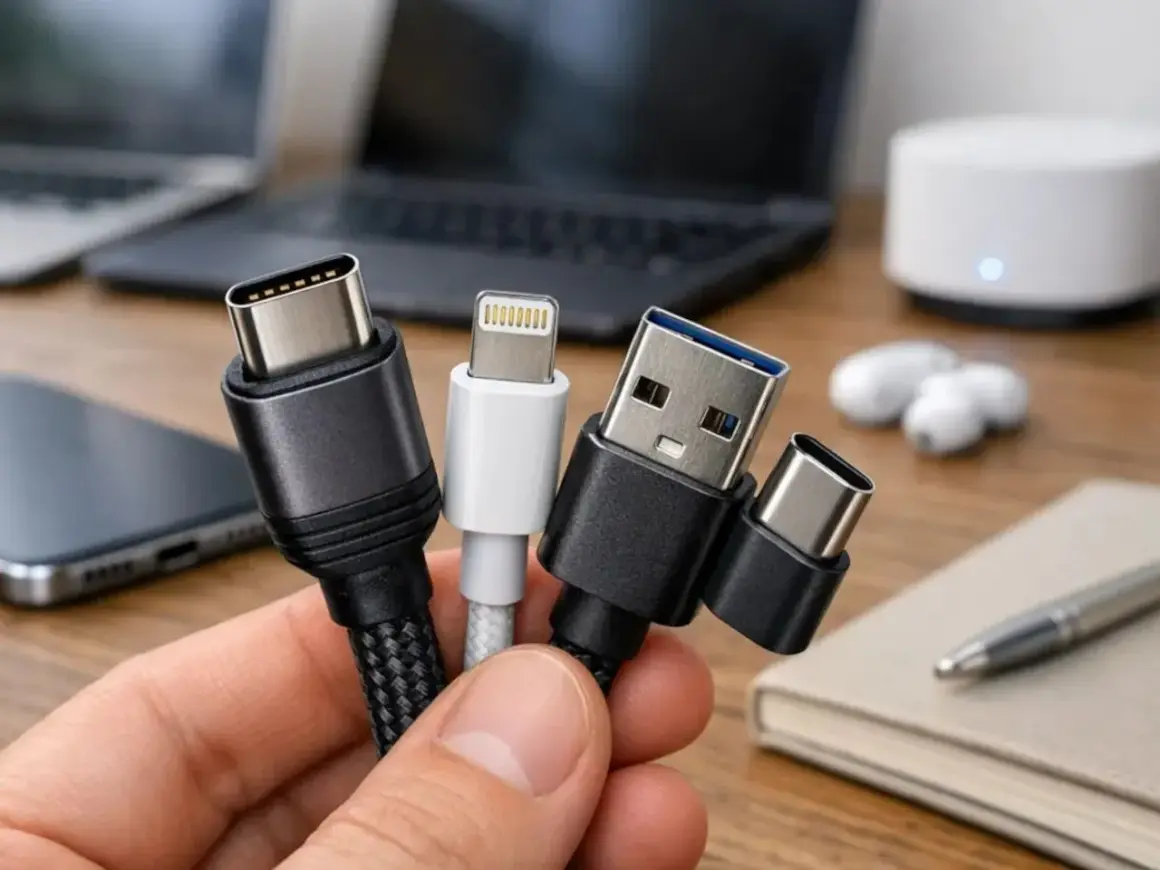 Kable USB-C, Lightning i USB-A. Dowiedz się, jak połączyć telefon z laptopem, używając odpowiedniego kabla.