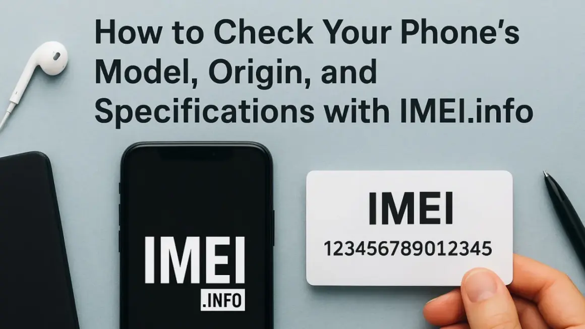 Dowiedz się, jak sprawdzić parametry telefonu, model i pochodzenie za pomocą numeru IMEI. Na zdjęciu telefon, słuchawki i karta z numerem IMEI.