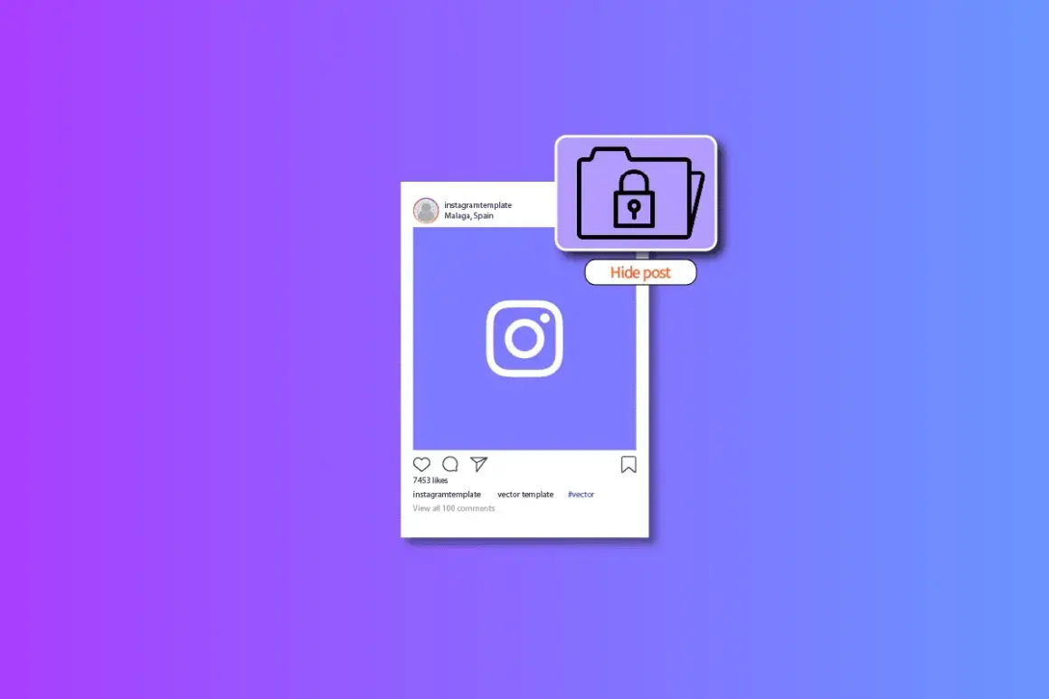 Ikona folderu z kłódką i przycisk "Hide post" symbolizują, jak ukryć przed kimś relacje na IG.