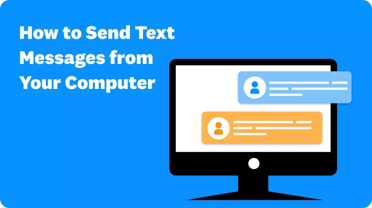 Komputer z ikonami czatu, pokazujący, jak wysyłać sms na komputerze.