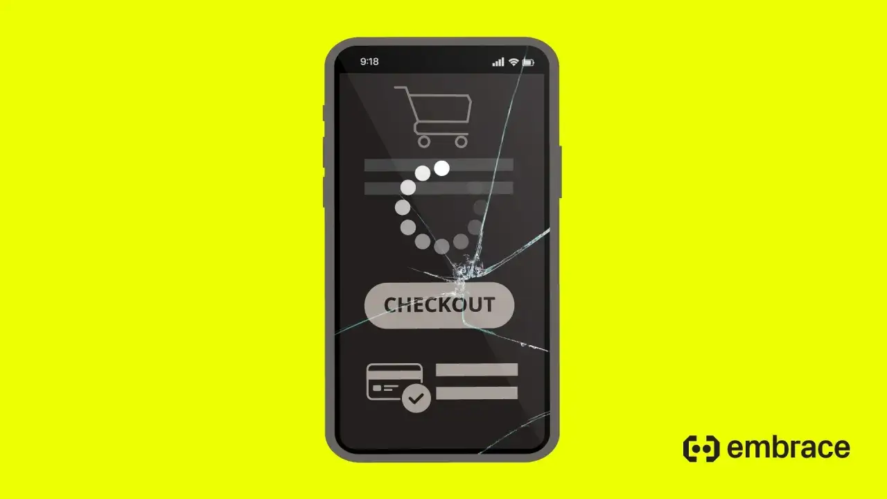 Rozbite szkło na ekranie telefonu z ikoną koszyka i przyciskiem