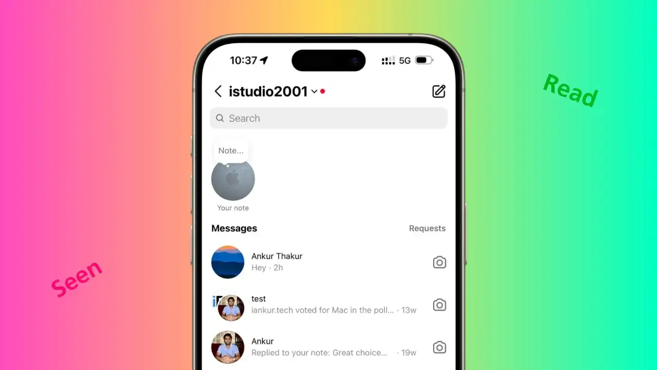 Jak sprawdzić czy ktoś odczytał wiadomość na Instagramie? Widok ekranu telefonu z listą wiadomości.