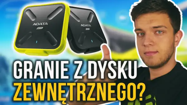 Dysk zewnętrzny ADATA SSD i pytanie: czy na dysku zewnętrznym można instalować gry? Młody mężczyzna z niebieskimi oczami.