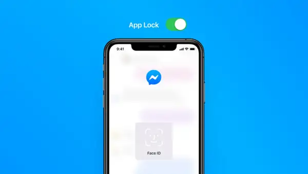 Jak ustawić Face ID na Messengerze? Ikona Face ID na ekranie telefonu, symbolizuje zabezpieczenie aplikacji.