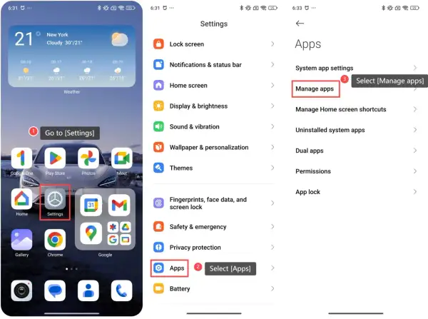 Jak wyłączyć reklamy w Xiaomi: wejdź w Ustawienia > Aplikacje > Zarządzaj aplikacjami.